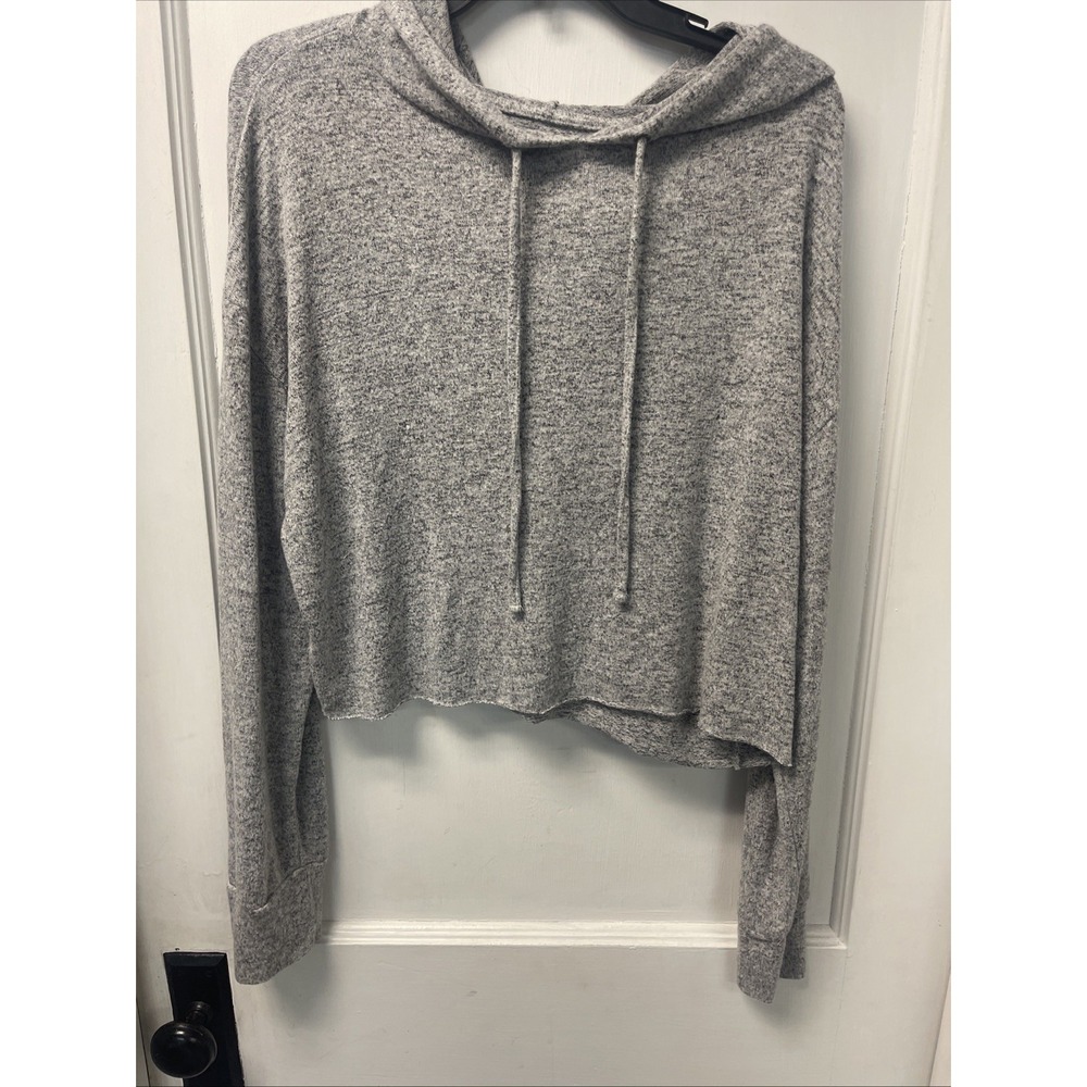 SO Crop Top Lounge Hoodie Women's Size Large Long Sleeve Gray